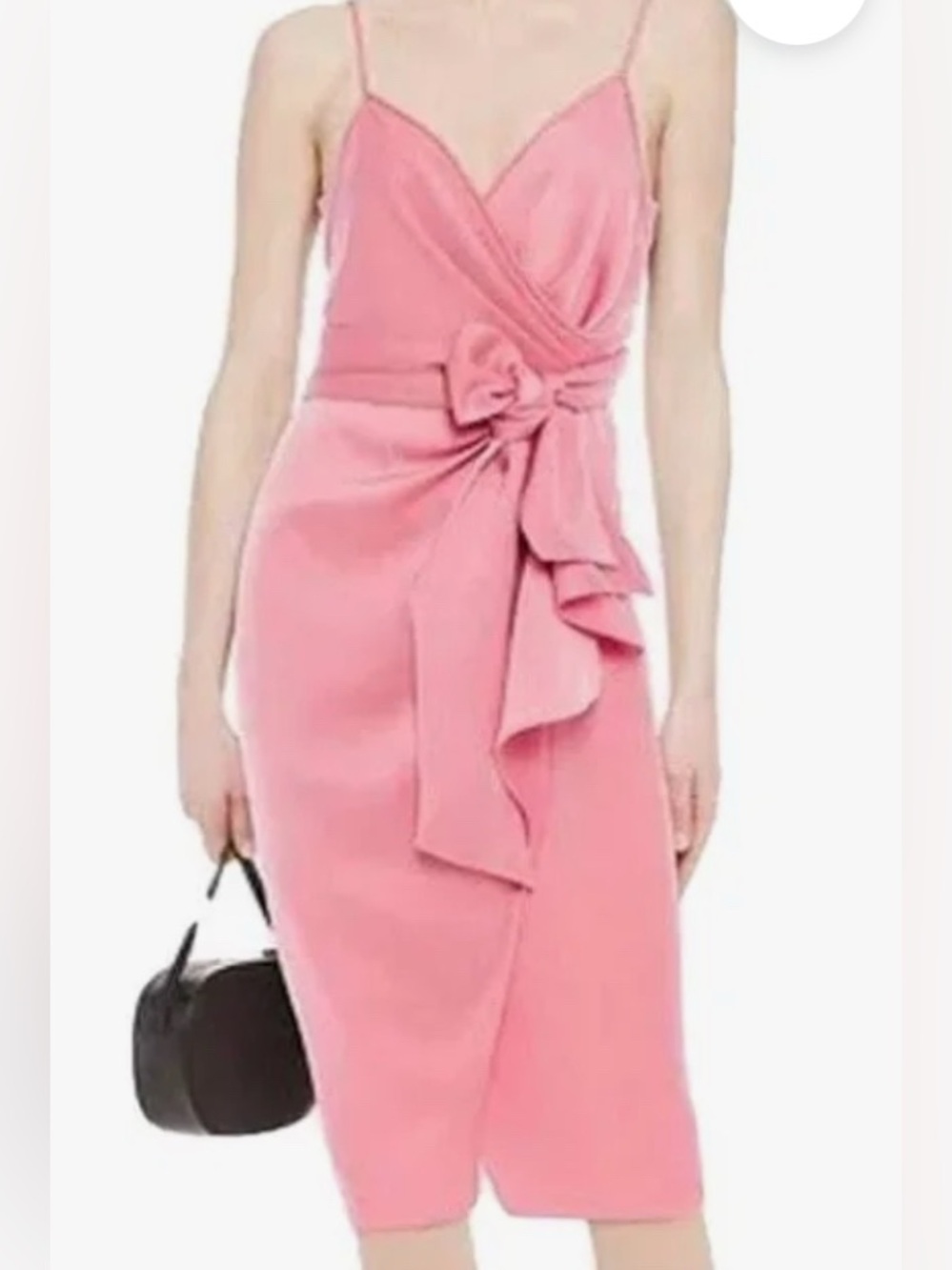 Diane Von Furstenberg Pink Spaghetti-Strap Wrap Midi with Rosette Detail